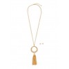 Long Metallic Tassel Necklace with Stud Earrings - 耳环 - $6.99  ~ ¥46.84