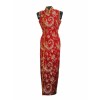 Long Red Chinese Dress with Gold Stripe - Vestiti - 