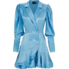 Long Sleeve Blue Mini Blazer Dress - Dresses - 