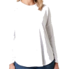 Long Sleeve Linen Blend Curved Hem Top-W - Long sleeves t-shirts - $14.00  ~ £10.64