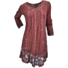 Long Sleeve Maroon Tunic with Lace - チュニック - 