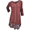 Long Sleeve Maroon Tunic with Lace - Tuniki - 