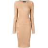 Long Sleeve Tan Sweater Dress - Obleke - 