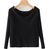 Long sleeved shoulder-length solid color - Pullovers - $28.99 