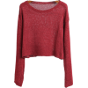 Long sleeved solid color versatile loose - Jerseys - $19.99  ~ 17.17€