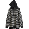 Loose Hooded Pinstrip Knit Sweater - Pullovers - $45.99  ~ £34.95