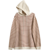 Loose Hooded Pinstrip Knit Sweater - Swetry - 