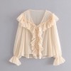 Loose wild wooden ear V-neck chiffon per - 半袖衫/女式衬衫 - $27.99  ~ ¥187.54