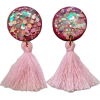 Lual Pink Fairy Floss Tassle Earrings - Earrings - $23.00 