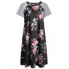 LuckyMore Women's Floral Print Casual Short Sleeve Swing Tunic Loose T-Shirt Dresses Knee Length - Dresses - $9.99 