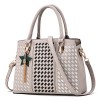 Luxury Designer Women Handbags Geometry Lattice Embroidery Leather Shoulder Bag With Star - Bag - $24.99 