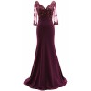 MACloth 3/4 Sleeves Illusion V Neck Mother Of The Bride Dress Lace Evening Gown - 连衣裙 - $528.00  ~ ¥3,537.78
