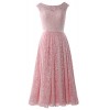 MACloth Caps Sleeve Lace Cocktail Dress Tea Length Wedding Party Formal Gown - Obleke - $388.00  ~ 333.25€