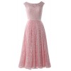 MACloth Caps Sleeve Lace Cocktail Dress Tea Length Wedding Party Formal Gown - Платья - $388.00  ~ 333.25€