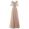 MACloth Elegant Half Sleeve Long Mother Of Bride Dress Lace Formal Evening Gown - Dresses - $388.00 