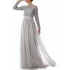 MACloth Elegant Long Sleeve Mother Of Bride Dress Lace Formal Evening Gown - Dresses - $398.00 