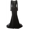MACloth Elegant Mermaid Formal Evening Gown Long Sleeves Mother Of Bride Dress - Dresses - $438.00 