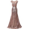 MACloth Elegant Sequin Long Bridesmaid Dress Cap Sleeve Formal Party Prom Gown - Dresses - $399.00 