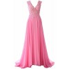 MACloth Elegant V Neck Long Prom Dress Vintage Lace Chiffon Formal Evening Gown - Dresses - $488.00  ~ £370.89