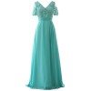 MACloth Elegant V Neck Mother Of The Bride Dress Half Sleeve Formal Evening Gown - Vestiti - $498.00  ~ 427.72€