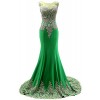 MACloth Glamourous Mermaid Long Cap Sleeve Prom Party Dress Evening Pageant Gown - Dresses - $199.00 
