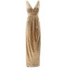 MACloth Gorgeous Long Bridesmaid Dress V Neck Sequin Wedding Party Formal Gown - ワンピース・ドレス - $388.00  ~ ¥43,669