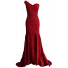 MACloth Gorgeous One Shoulder Long Prom Dress Mermaid Lace Formal Evening Gown - Dresses - $439.00 