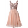 MACloth Gorgeous Sequin Short Bridesmaid Dress Cowl Back Cocktail Formal Gown - Dresses - $298.00 