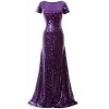 MACloth Mermaid Cap Sleeve Sequin Long Bridesmaid Dress Formal Evening Gown - Dresses - $199.00 