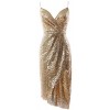 MACloth Tea Length Bridesmaid Dress Sequin V Neck Wedding Party Formal Gown - Dresses - $269.00 