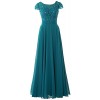 MACloth Women Cap Sleeve Mother Of Bride Dress Vintage Lace Evening Formal Gown - Dresses - $398.00 