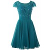MACloth Women Cap Sleeve Mother Of The Bride Dress Lace Short Formal Party Gown - Dresses - $269.00 
