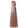 MACloth Women Halter Sequin Long Bridesmaid Dress Wedding Party Formal Gown - Dresses - $398.00 