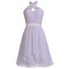 MACloth Women Halter Short Bridesmaid Dress Chiffon Cocktail Party Formal Gown - Dresses - $198.00 