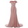 MACloth Women Off Shoulder With Flowers Long Prom Dress 2018 Evening Formal Gown - ワンピース・ドレス - $498.00  ~ ¥56,049