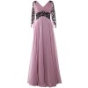 MACloth Women V Neck Mother Of The Bride Dress Long Sleeve Formal Evening Gown - Vestiti - $488.00  ~ 419.14€
