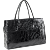 MAKYA Oversize Black Faux Crocodile Pattern Weekend Getaway Tote Double Handle Shopper Hobo Handbag Satchel Shoulder Bag - Hand bag - $29.50 