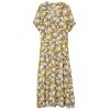 MANGO Women's Floral Wrap Neckline Dress, Khaki, 6 - Vestiti - 