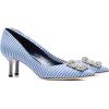 MANOLO BLAHNIK white and navy Hangisi 50 - Klasične cipele - 