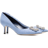 MANOLO BLAHNIK white and navy Hangisi 50 - Klasyczne buty - 