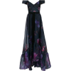 MARCHESA black floral print dress - Belt - 