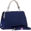 MATANA Trendy PU Patent Leather Top Double Handle Doctor Style Tote Purse Satchel Handbag Shoulder Bag Navy - Hand bag - $32.50 