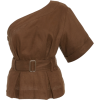 MATTHEW BRUCH brown linen belted blouse - Рубашки - короткие - 