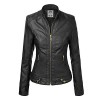 MBJ WJC747 Womens Dressy Vegan Leather Biker Jacket BLACK S - Košulje - kratke - $42.46  ~ 269,73kn