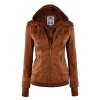 MBJ Womens Faux Leather Jacket with Hoodie - Outerwear - $39.90 