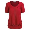 MBJ Womens Scoop Neck Short Sleeve Front Pleated Tunic - Made In USA - 半袖衫/女式衬衫 - $24.21  ~ ¥162.22