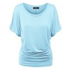 MBJ Womens Solid Short Sleeve Boat Neck Dolman Top With Side Shrring - Made In USA - Shirts - $21.36 