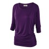 MBJ Womens 3/4 Sleeve Drape Top with Side Shirring - Made in USA - 半袖シャツ・ブラウス - $21.36  ~ ¥2,404