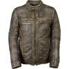 MENS CAFE RACER MOTORCYCLE BROWN DISTRESSED LEATHER JACKET - Jacket - coats - 217.00€  ~ $252.65