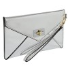 MG Collection Modern Mirror Silver Wristlet Clutch / Envelope Wallet Purse - Hand bag - $24.99 